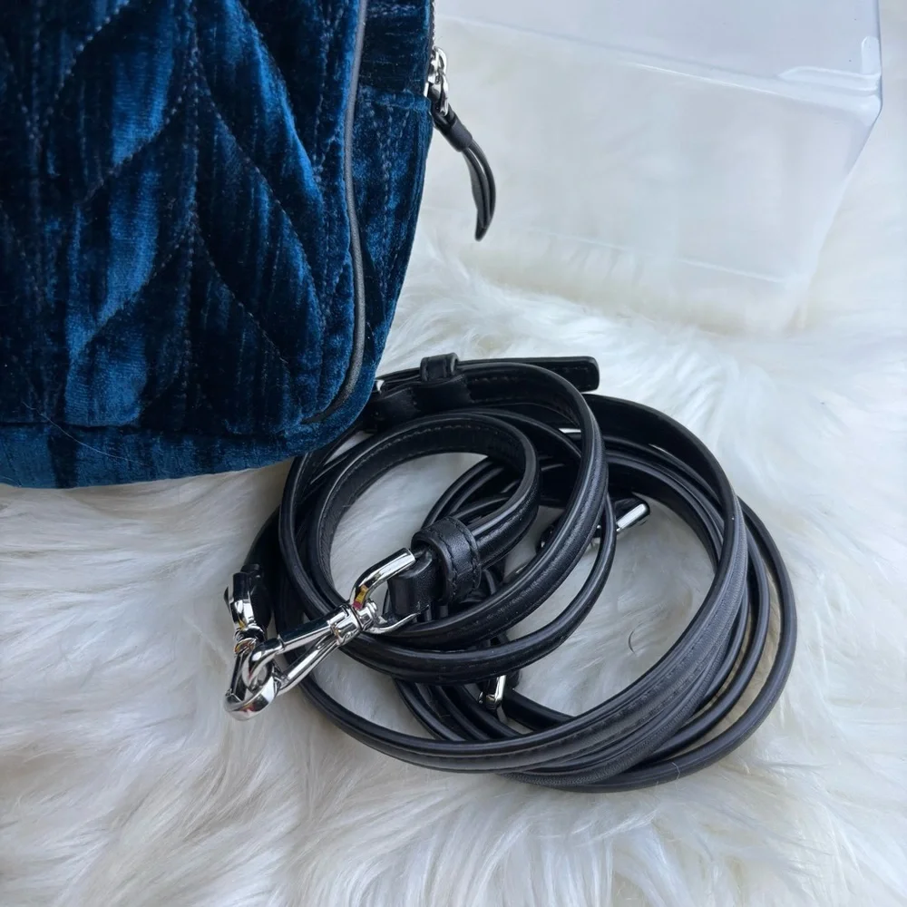 Kate Spade Briar Lane Quilted Crushed Velvet mini Midnight Blue Backpack